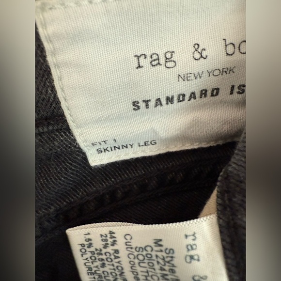 rag & bone Men's Charcoal Skinny Jeans - Picture 11 of 14
